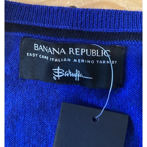 NWT Banana Republic V Neck Merino Sweater Size Medium Men’s Blue - Picture 3 of 8